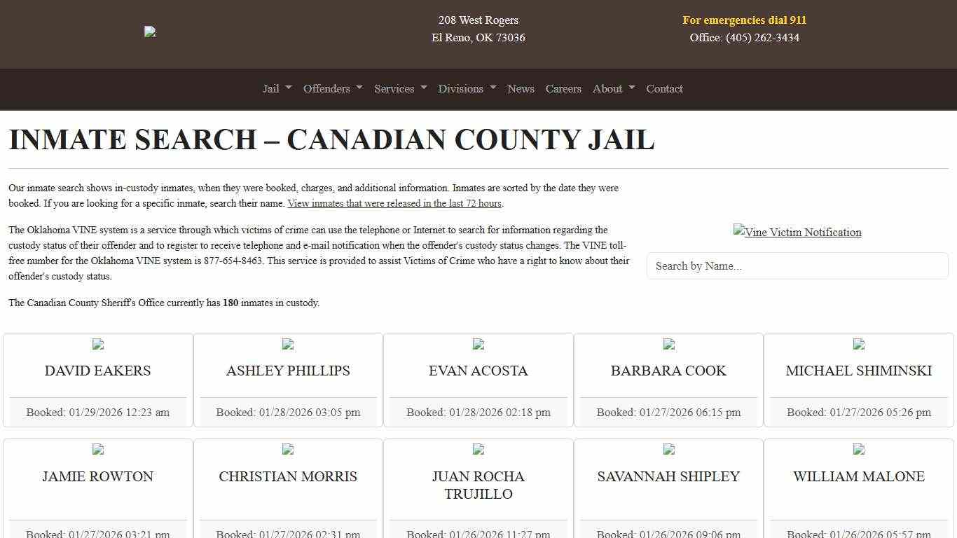 Inmate Search Canadian County Sheriff's Office